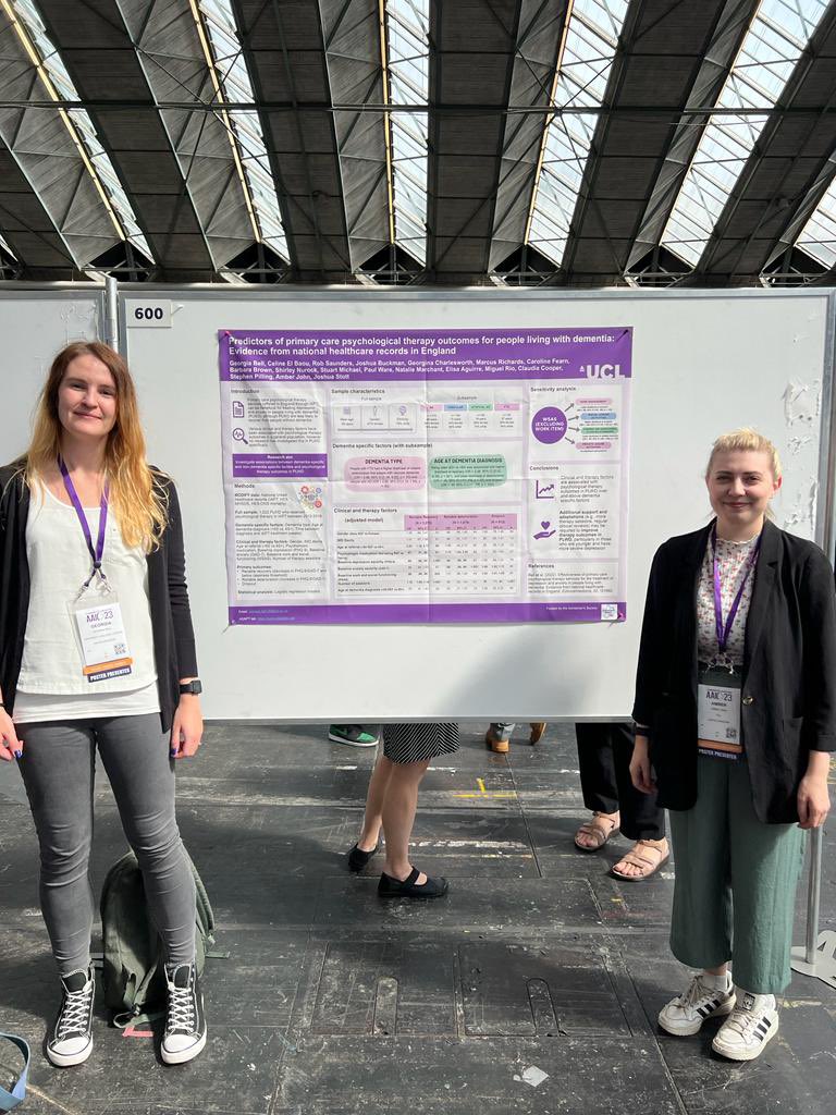 Georgi Bell, our final year PhD student is presenting an excellent poster today on predictors of psychological therapy outcomes for people with dementia - come have a look P3-600 #AAIC23