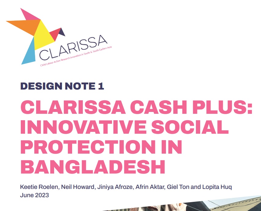 KeetieRoelen's tweet photo. Integrating #cash with #relational and tailored #plus support - what does that look like?
Check out design doc on #cashplus intervention #Dhaka as part of #CLARISSA project @IDS_UK, implemented by @tdh_org
👉 https://t.co/41BBYOEMKX
#socialprotection @ChildLabourActn https://t.co/M8L7aI35WR