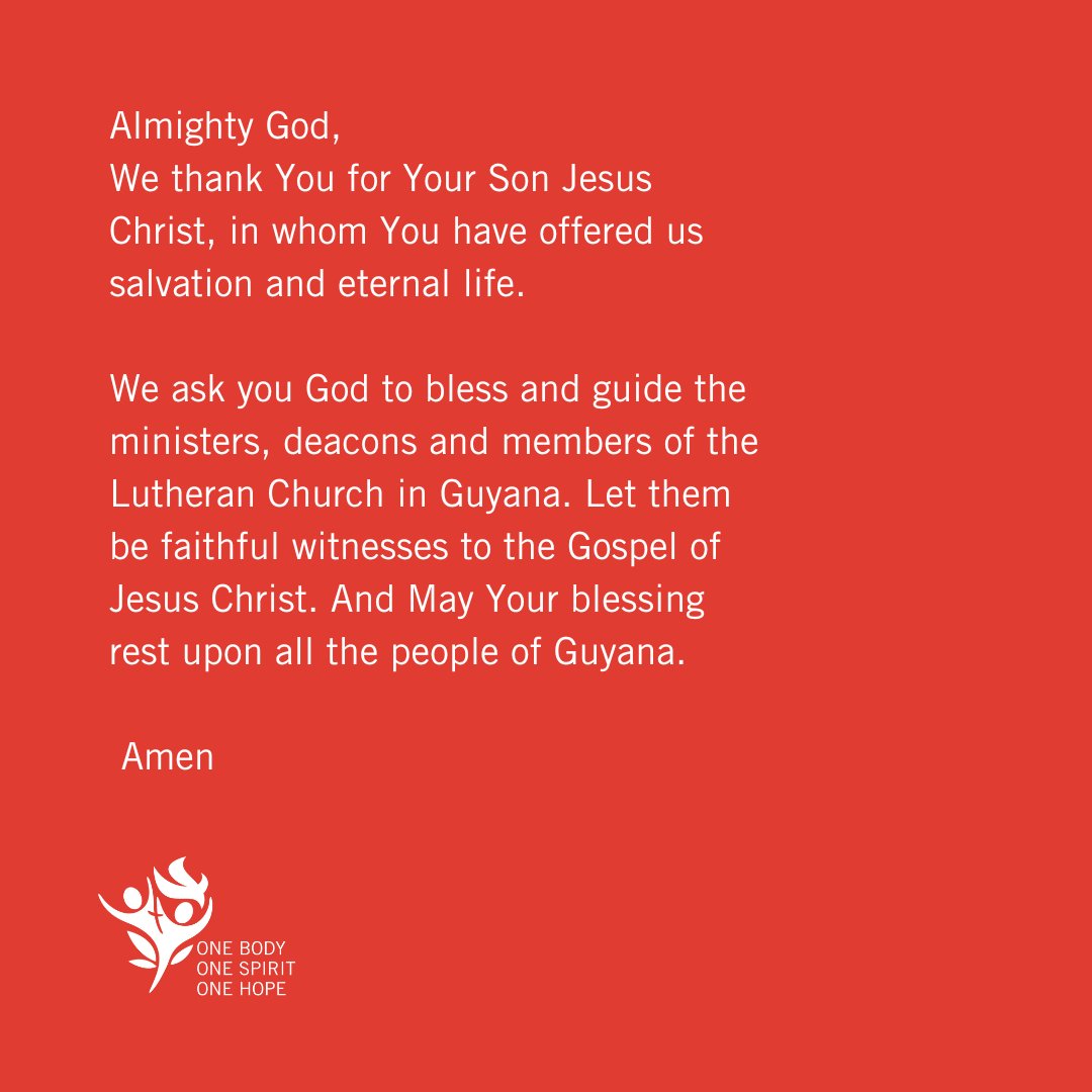 We pray with Kościół Ewangelicko-Augsburski (Luterański) w Polsce  (ECACP) for churches in Guyana. ECACP is hosting the 2023 LWF General Assembly in Kraków, Poland and prays for a LWF member churches each week. #LWFAssembly #Guyana #prayingtogether