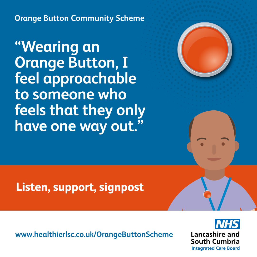 Training to become an Orange Button wearer gives you the skills to be able to help people who are having thoughts of suicide get the specialised support that they need. More information about the #OrangeButtonCommunityScheme can be found at bit.ly/3AKeviU