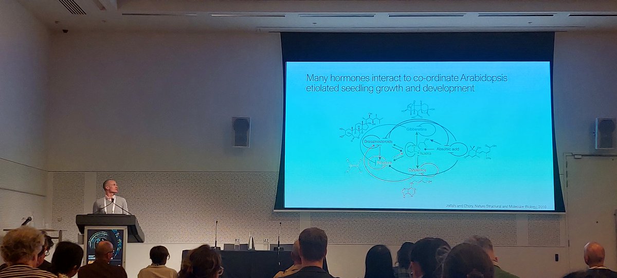LimCheeLiew's tweet photo. Fascinating talk @Genetics2023 by @lewseylab using system biology approach to understand transcription factor dynamics in crosstalk of plant hormones. @SABE_latrobe @latrobe #ICG2023 https://t.co/g6ArMcU48V