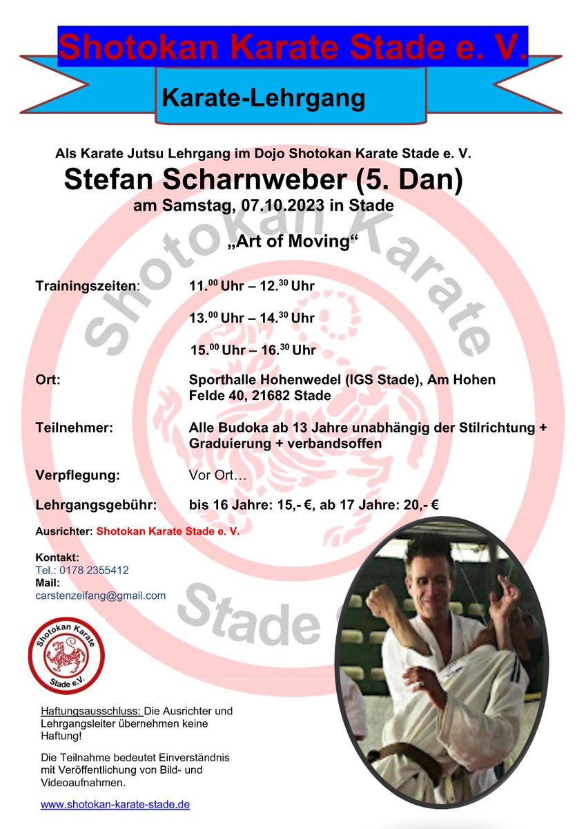 CarstenZeifang's tweet photo. Karatetermin am 07.10.2023: Karate Jutsu Lehrgang "Art of Moving" mit Stefan Scharnweber in Stade: https://t.co/kZhfNCVMHE