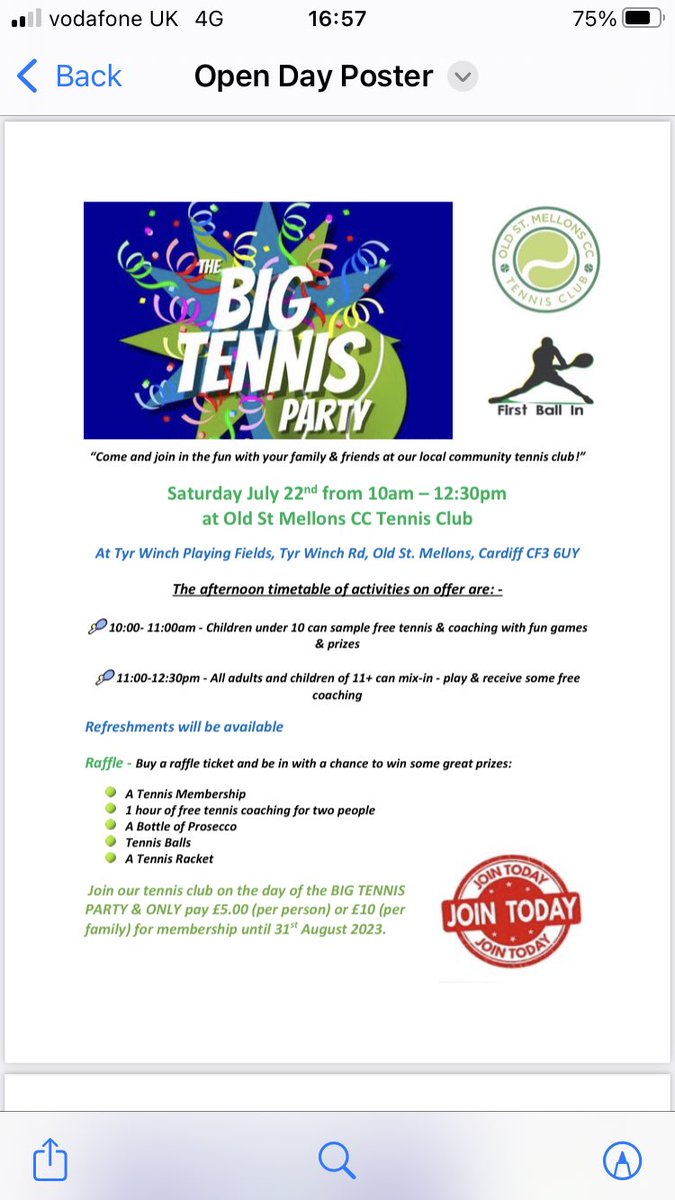 Our re-arranged tennis BIG Party is this this Saturday 22nd July from 10-12.30 @ our tennis club and everyone is welcome to join in the fun & try tennis for FREE. 
We will have coaching, free play, fun and games as well as a raffle with top prizes. @tenniswales @sportwales