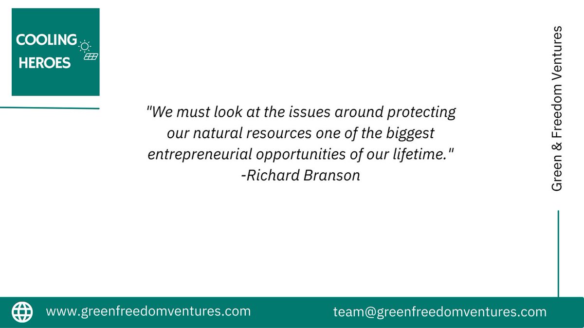 'We must look at the issues around protecting our natural resources one of the biggest entrepreneurial opportunities of our lifetime.'
-Richard Branson
#greenquotes