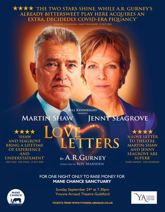 Two of our contributors @springmeister & Martin Shaw are joining forces for a one off performance of Love Letters in aid of @manechance Will be a great night  & a brilliant way to support this wonderful charity You can also buy a copy of the book to help manechancesanctuary.org/shop