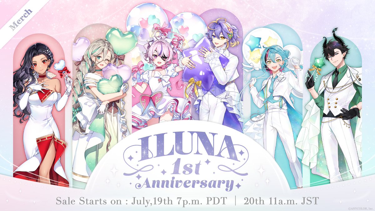 NIJISANJI_World's tweet photo. 【🎊#ILUNA 1st Anniversary🎊 now on sale】

"ILUNA 1st Anniversary" merch is now available for purchase!!✨🥳
Celebrate their debut with the commemorative merch!

🔻Details:
https://t.co/SOEl0ddzMh

🔻Store:
https://t.co/0KtoEQ2ryk

#NIJISANJI_EN https://t.co/bLoJQd0JsM