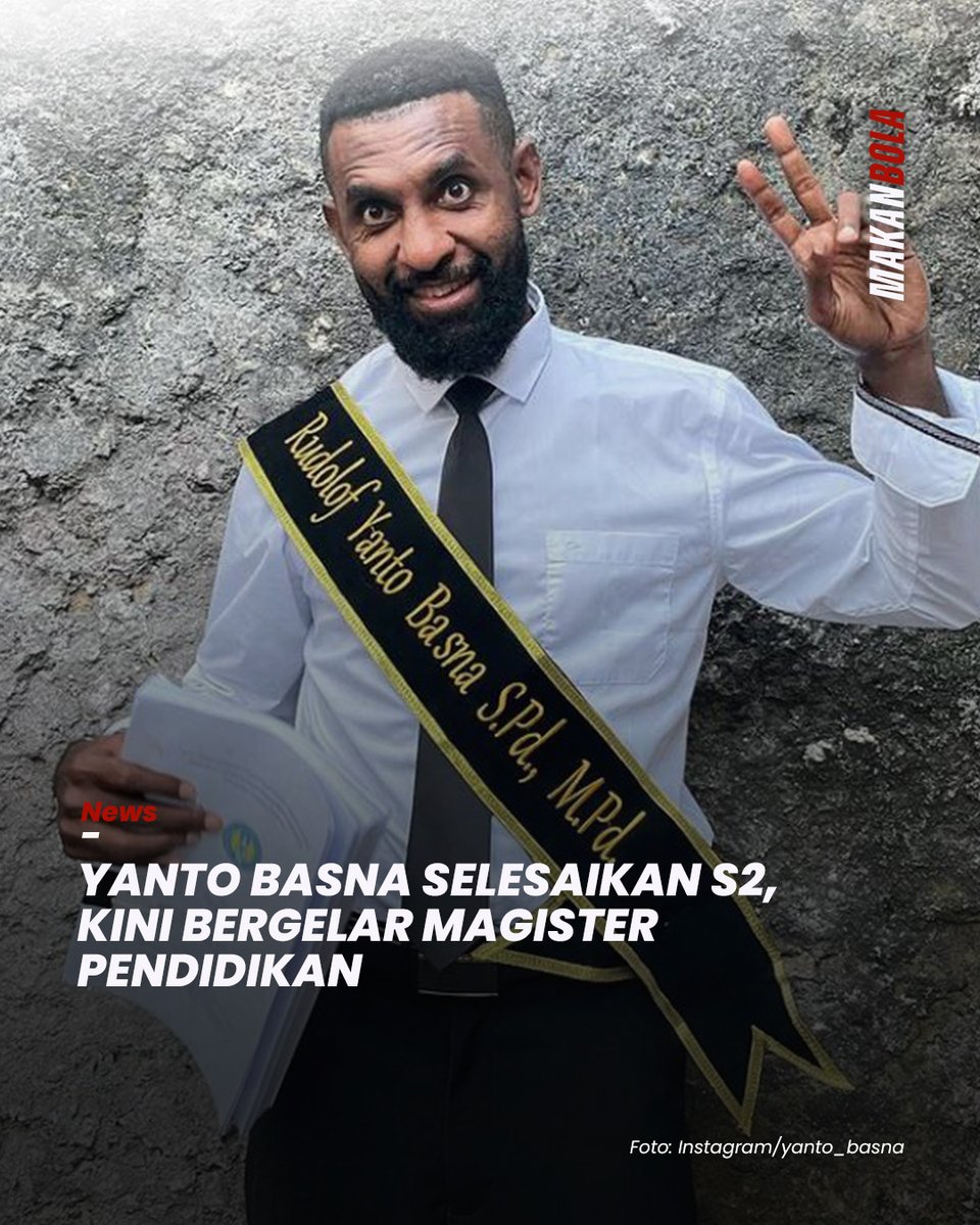 makanbolaID's tweet photo. Selamat untuk Yanto Basna, S.Pd., M.Pd.

Yanto Basna menyusul Boaz Solossa sebagai pesepak bola Papua yang meraih gelar magister 👏 https://t.co/eNmhirMhYp