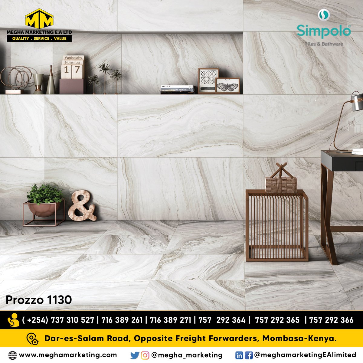 Step Up Your Style with @simpoloceramics   Tiles!

PROZZO 1130 allows you to settle down in a space that radiates luxury and balance!

For more information, please visit our SHOWROOM today along Dar-es-Salam Road, Opposite...https://t.co/ixFxBcm5FR https://t.co/vxGDTgB3tB