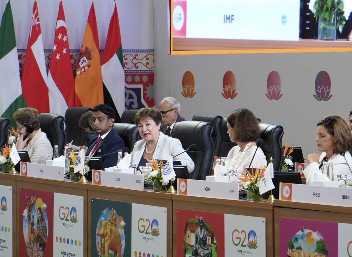 DDNewslive's tweet image. In session 3, delegates shared their views on the outcomes from the International Financial Architecture WG for 2023. 

Progress under the #G20 #CommonFramework &amp;amp; timely resolution of debt treatment were also discussed. 

#G20India @g20org #G20FMCBG