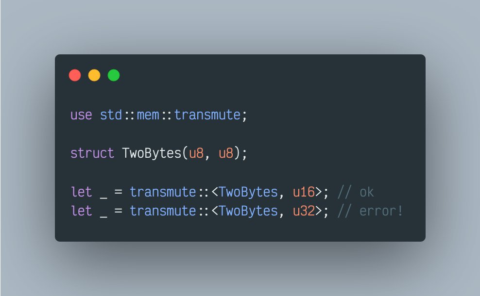 sudo_build's tweet photo. #RustProTip

Use std::mem::transmute to statically assert that two types have the same size at compile time.

#rust #rustlang #programming #developers https://t.co/6BTw5Cr8wz