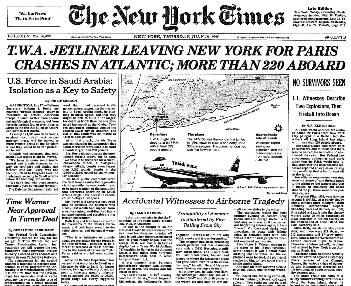 RetroNewsNow on Twitter "On July 17, 1996, TWA Flight 800, a Paris