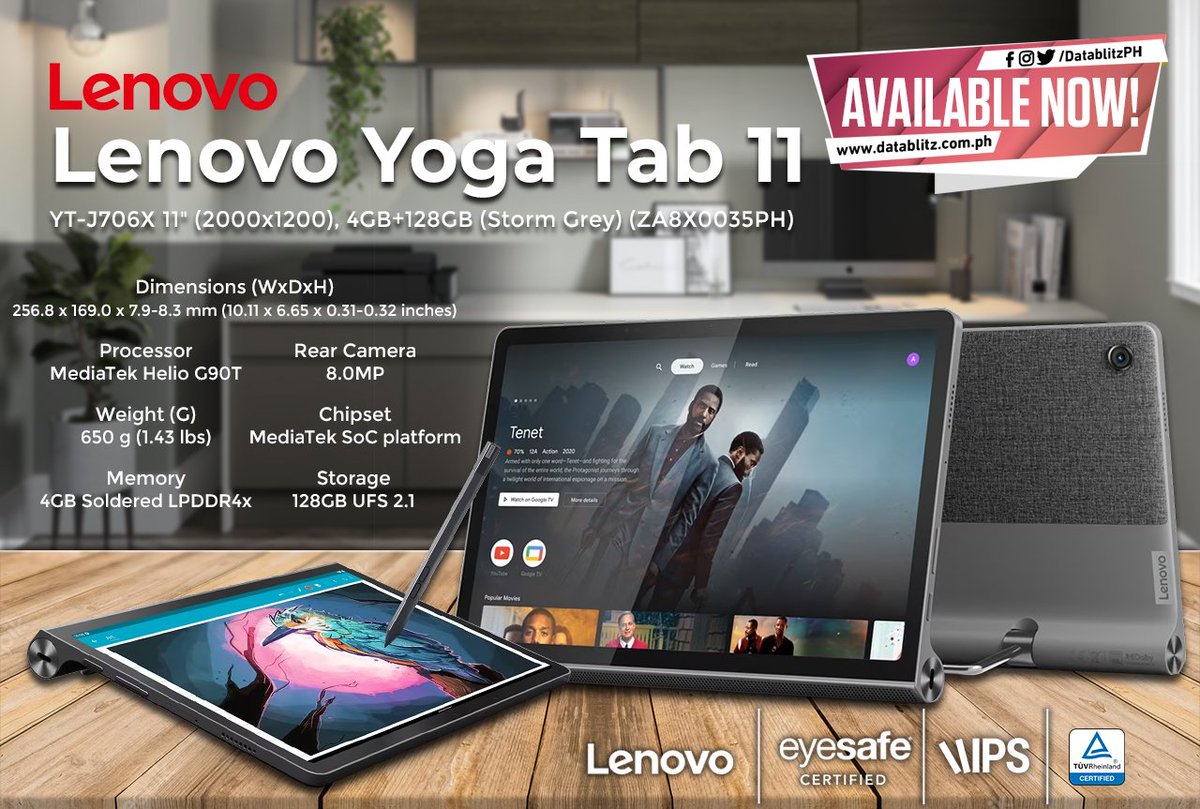 LENOVO Yoga Tab 11 YT-J706F Strom Grey 4GO 128GO 11pouces 195890100418