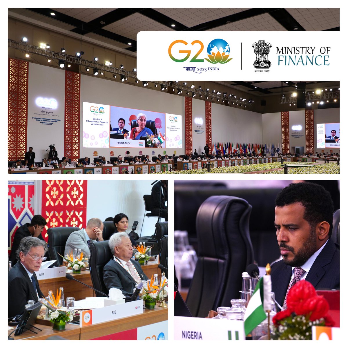 cliQIndiaMedia's tweet image. Highlights of Session 3:
-FM @nsitharaman invited views on outcomes from International Financial Architecture Working Group for 2023

-Discussions progressed under #G20 #CommonFramework &amp;amp; engaged on ways for swift &amp;amp; timely resolution of debt treatment for countries most in need