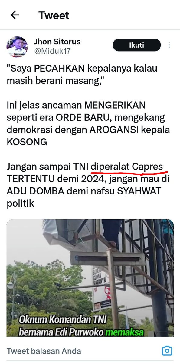 abimanyu2007's tweet photo. @Miduk17 Woi pantat, ini gagasan bukan? https://t.co/Wbqm8NE2FT