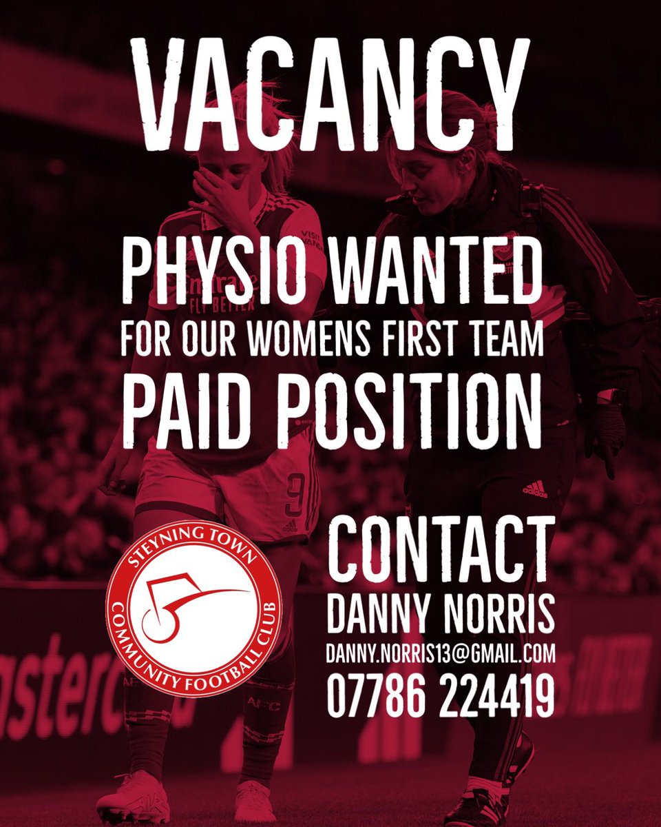 stcfcwomen's tweet photo. Our Women’s team are looking for a Physio to join the coaching setup,  providing support at training and match days. 

This is a paid position. 

Contact Danny Norris for more details
07786 224419
danny.norris13@gmail.com https://t.co/UwCymHBp6b