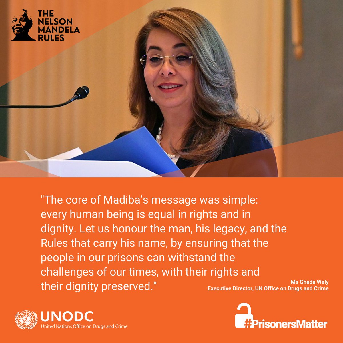UNODC's tweet image. Nelson Mandela spent 27 years in prison, and never forgot his time there.
The #MandelaRules protect prisoners’ rights, and make all our communities safer. 

On #MandelaDay, @GhadaFathiWaly shares why #PrsionersMatter.

bit.ly/NMDay2023
