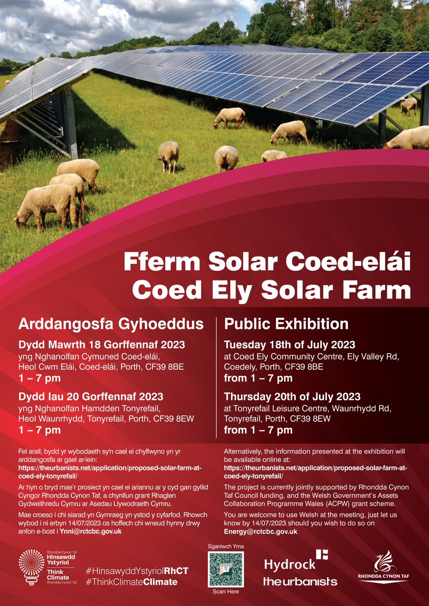RCTCouncil's tweet photo. Want to find out more about the proposed Council-owned land based solar farm?
We’re holding public exhibitions at the locations in the flyer below, here the project team will be ready to answer any questions and take away all feedback given from the community.
#ThinkClimateRCT https://t.co/ErnmkqwSXf