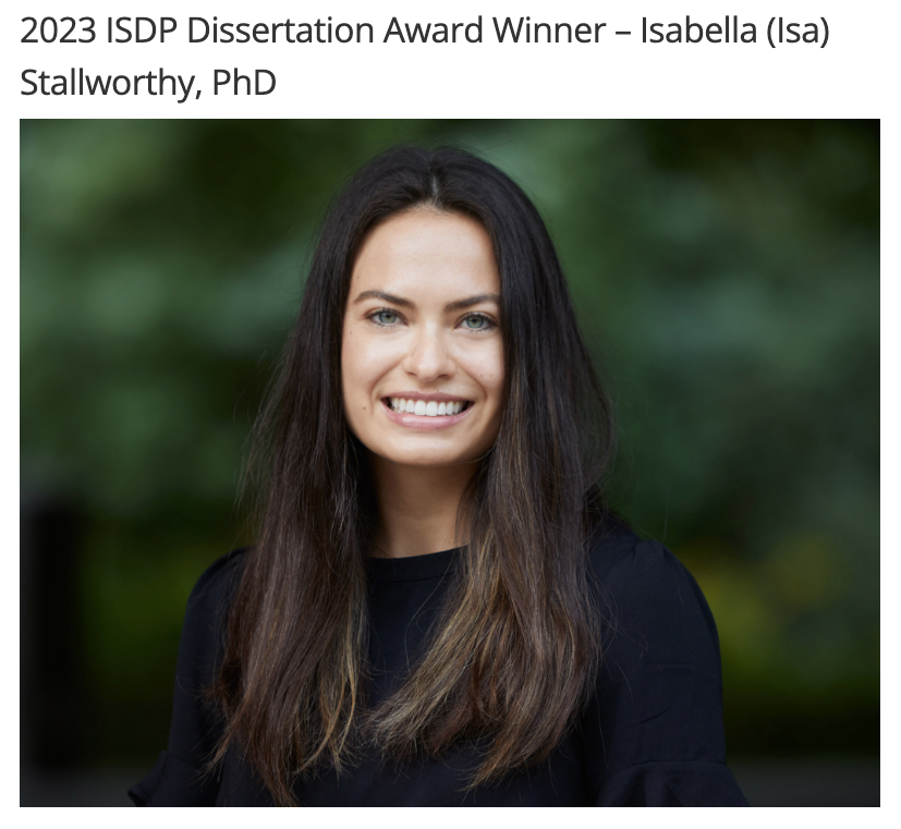 devpsybio's tweet photo. Congratulations to the 2023 ISDP Dissertation Award Winner - Isabella (Isa) Stallworthy, PhD @isaStallworthy  #ISDP2023 https://t.co/L8Z3nt1ndP via @devpsybio https://t.co/mk6kQtfXrz