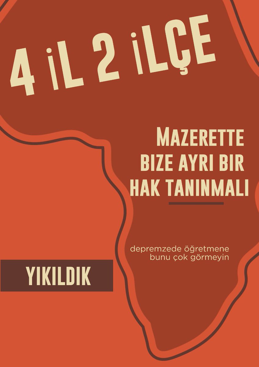 Ebur19357's tweet photo. @SevincAtabay @tcmeb @egitimis @HurEgitimSen @anadoluaes @egitimsen MebDepremeMazeret

Asrın felaketi yeterli bir mazerettir. Öğretmen atama yönetmeliginin 51/4 maddesinin gereğinin yapılmasını istiyoruz.

4 il 2 ilçenin ögretmenleri mazeret tayinine dahil edilmeli
@Yusuf__Tekin @tcmeb @mebpgm https://t.co/76eXVlv30i