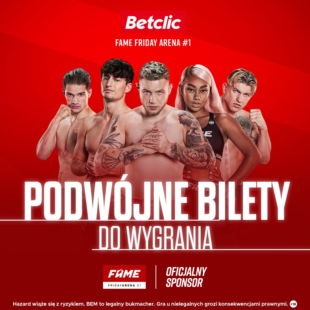 BetclicPolska's tweet image. 💥 KONKURS 💥

🎁 4 podwójne bilety na FAME Friday Arena #1 do wygrania

Zasady: 
🔎 obserwuj @BetclicPolska 
🔄 retweet
✍️ za pomocą emoji pokaż ulubionego zawodnika @famemmatv + dodaj #KonkursBetclic

⚠️ Zabawa trwa do 18.07, g. 23:59.