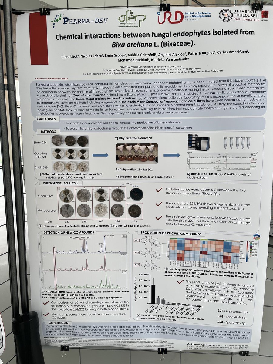 Nice poster about #microbialCoCulture at the ⁦<a href="/APharmacognosie/">AFERP Pharmacognosie</a>⁩ conference….