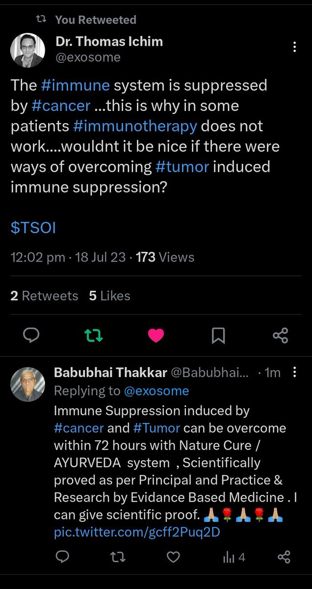 <a href="/leenajain85/">Leena Doshi</a> 

#Cancer 
#CancerResearch 
#cancerseason 
#Cancers 
#AYURVEDA 
#NatureCure 
#AyushmanBharat 

<a href="/moayush/">Ministry of Ayush</a> 
<a href="/MoHFW_INDIA/">Ministry of Health</a> 
<a href="/PMOIndia/">PMO India</a> 
<a href="/vaidyakotecha/">Rajesh Kotecha</a> 
<a href="/exosome/">Dr. Thomas Ichim</a> 
<a href="/RNTata2000/">Ratan N. Tata</a> 
<a href="/RFhospital/">Sir H. N. Reliance Foundation Hospital</a> 
<a href="/TataMemorial/">Tata Memorial Hospital</a> 
<a href="/TMC_Varanasi/">Tata Memorial Centre, Varanasi (MPMMCC & HBCH)</a> 
<a href="/cspramesh/">Pramesh CS</a>