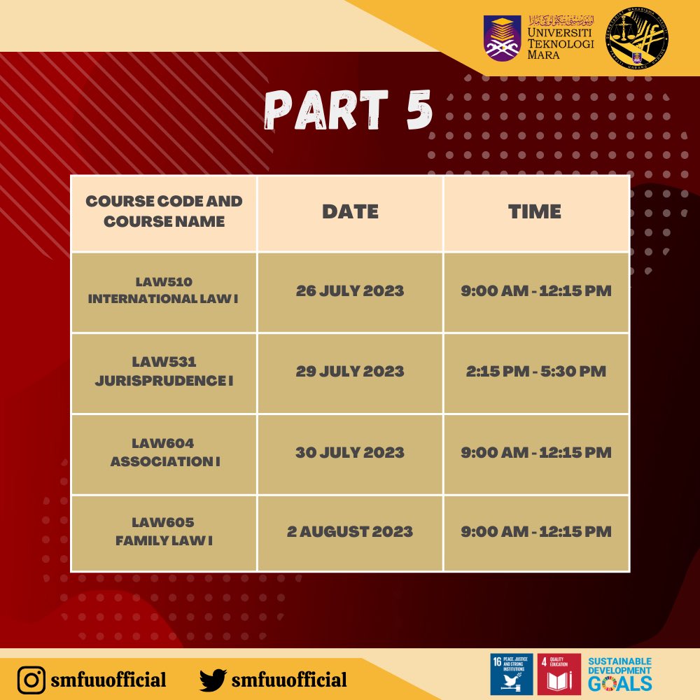 smfuuofficial's tweet photo. Good luck and all the best to all UiTMLaw students!

"Your Welfare, Our Priority"

Sekretariat Mahasiswa Fakulti,
Fakulti Undang-Undang
2022/2023 https://t.co/C0PkTQe1L7