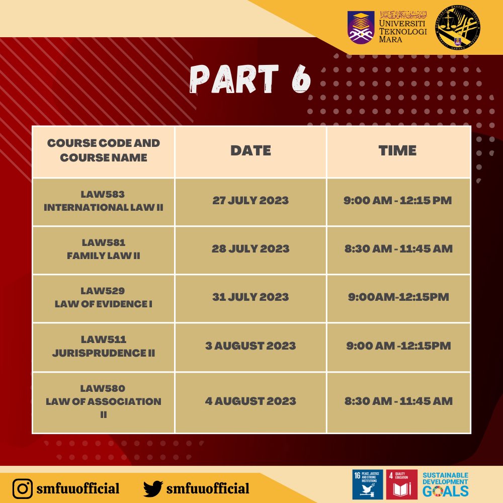 smfuuofficial's tweet photo. Good luck and all the best to all UiTMLaw students!

"Your Welfare, Our Priority"

Sekretariat Mahasiswa Fakulti,
Fakulti Undang-Undang
2022/2023 https://t.co/C0PkTQe1L7