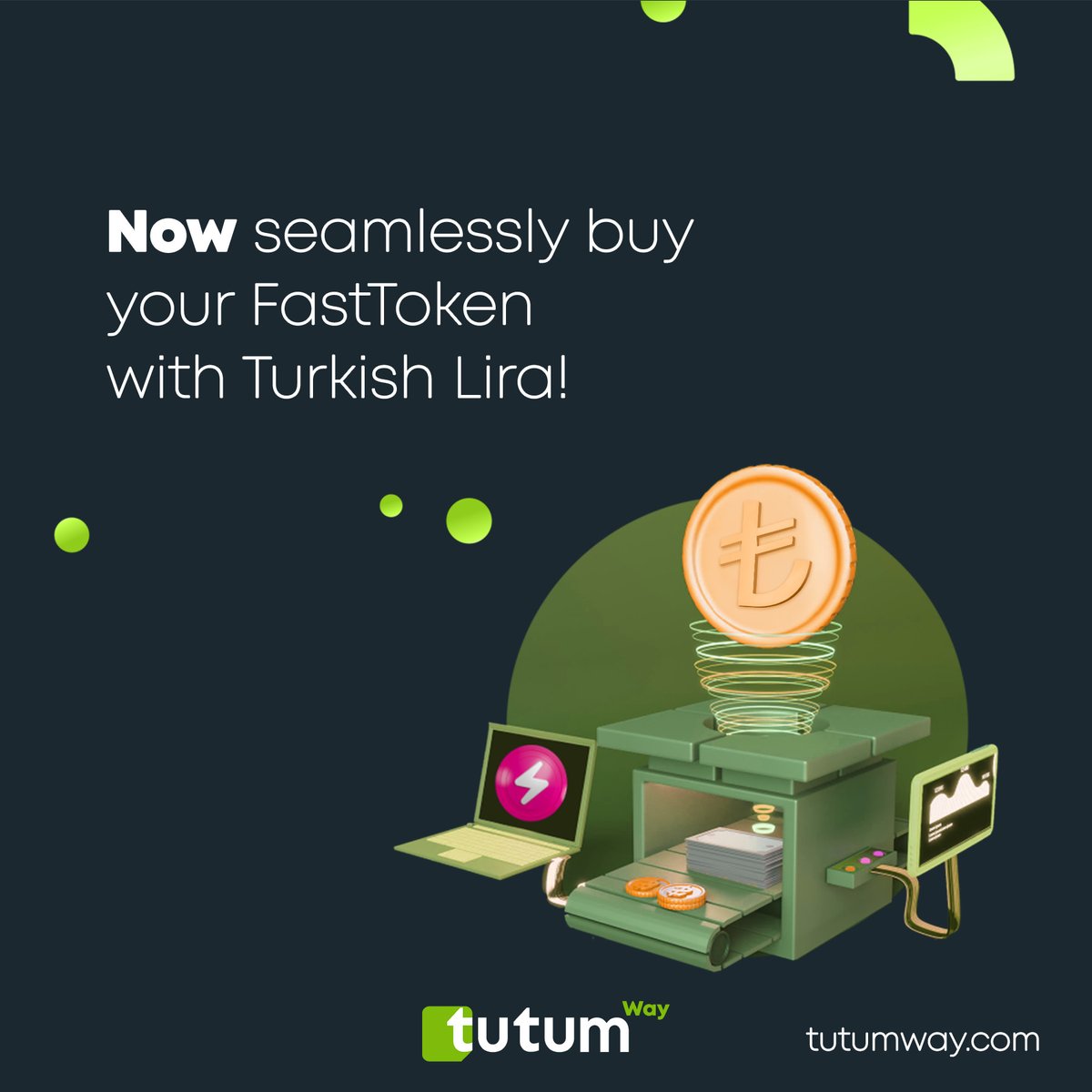 TutumWay's tweet photo. 🔁 Now, seamlessly buy your #FastToken #FTN with Turkish Lira #TRY! 📈💰

💥 Don't miss out on this game-changing opportunity! Act fast and grab your share of the future. 🌌📲

💎 Join the #TutumWay community today and unlock a world of limitless possibilities. 🌐💪 https://t.co/QsEWOfUZJt