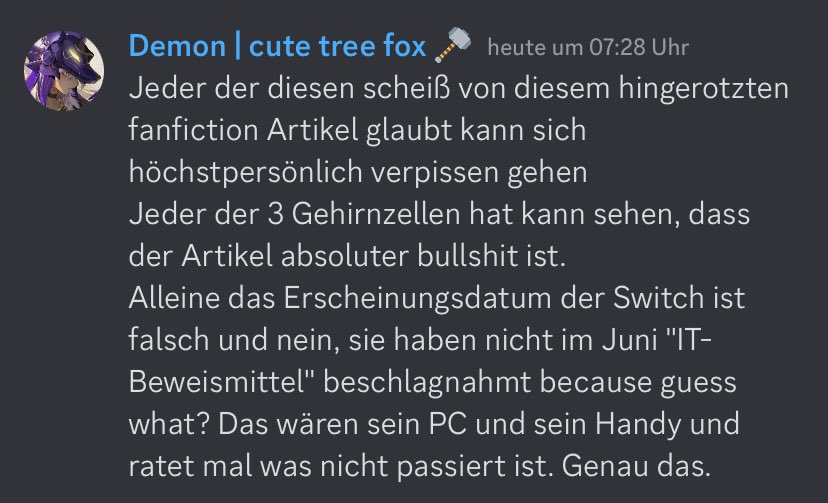 Wann haben wir eigentlich aufgehört den Opfern zu glauben? Wegen Leuten wie „Demon“, müssen Menschen angst haben, sich öffentlich zu Straftaten gegenüber „famen“ Leuten zu äußern. Sehe Rammstein Tendenzen. Hoffentlich klärt sich das.