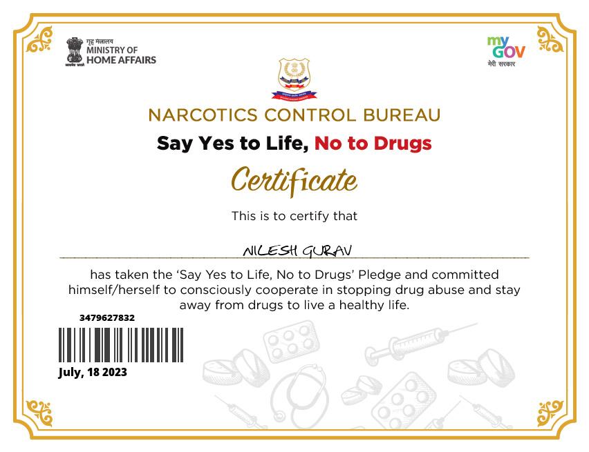 ENVIROTECHSPUNE's tweet photo. " Say YES to life and NO to Drugs." Take a pledge With Narcotics Control Bureau, Government of India to cooperate in stopping Drug Abuse and stay away from Drugs to live a healthy and wealthy life. https://t.co/IHUrIdFF3g