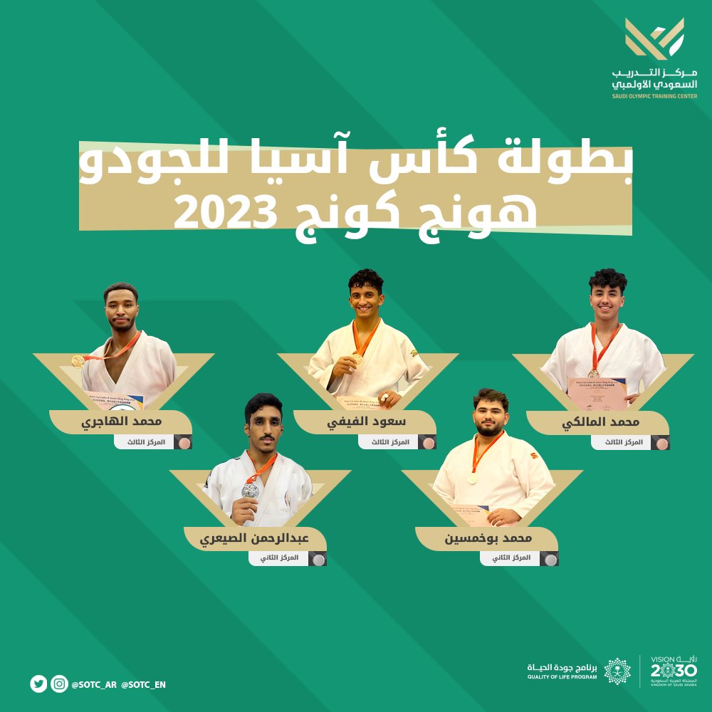 تشريف في أي مكان🇸🇦👏!

قدم نجوم #مركز_التدريب_السعودي_الأولمبي أداءًا مشرفًا في بطولة كأس آسيا للجودو في هونج كونج وأحرزوا 5 ميداليات🏅.
<a href="/saudijudo/">الاتحاد السعودي للجودو</a>