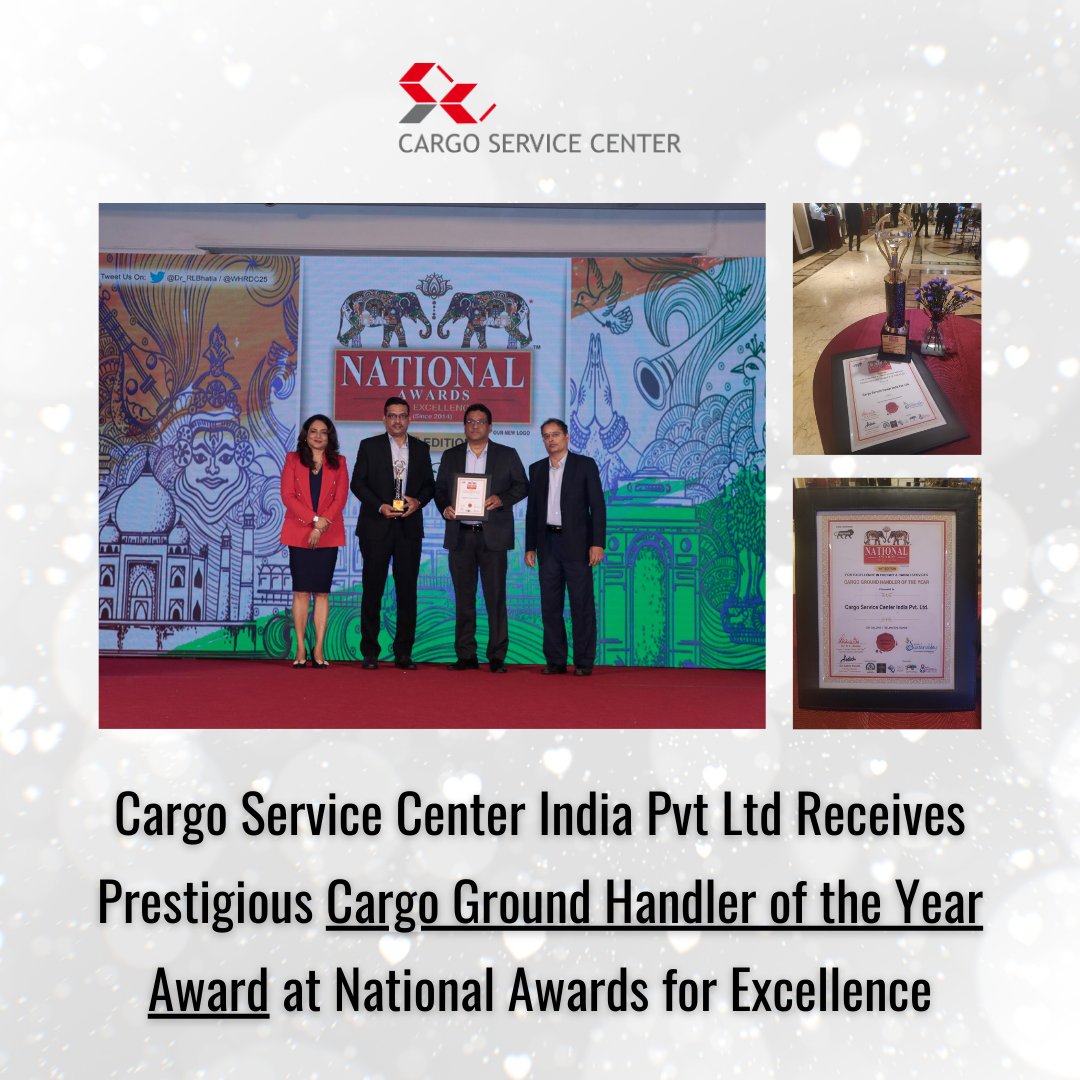 CSCIndia_PvtLtd's tweet image. #NewsAtCSC - On July 13, 2023, at the National Awards for Excellence held at Taj Land Ends in Mumbai, Cargo Service Center India Pvt Ltd was honored with the prestigious Cargo Ground Handler of the Year Award.