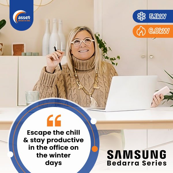 AssetAirconElec's tweet photo. Escape the chill and stay productive in the office on the winter days with Samsung Bedarra Series Air Conditioning in Gold Coast. It rovides optimal warmth during the coldest days of winter, creating a comfortable working environment. 

Order Online: https://t.co/gFuKB7g9fS https://t.co/5KLcVtv6C1