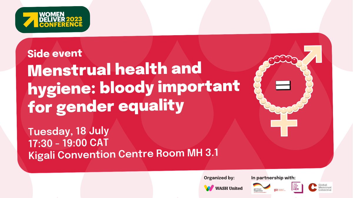 🩸 This is the bloody most important session at #WD2023! Join the official side event today, 18th July, 5.30-7 pm at KCC, MH 3.1. to hear why #menstruationmatters to #genderequality, #SRHR, #GBV, girls #education and #womensempowerment and #leadership. 1/2
