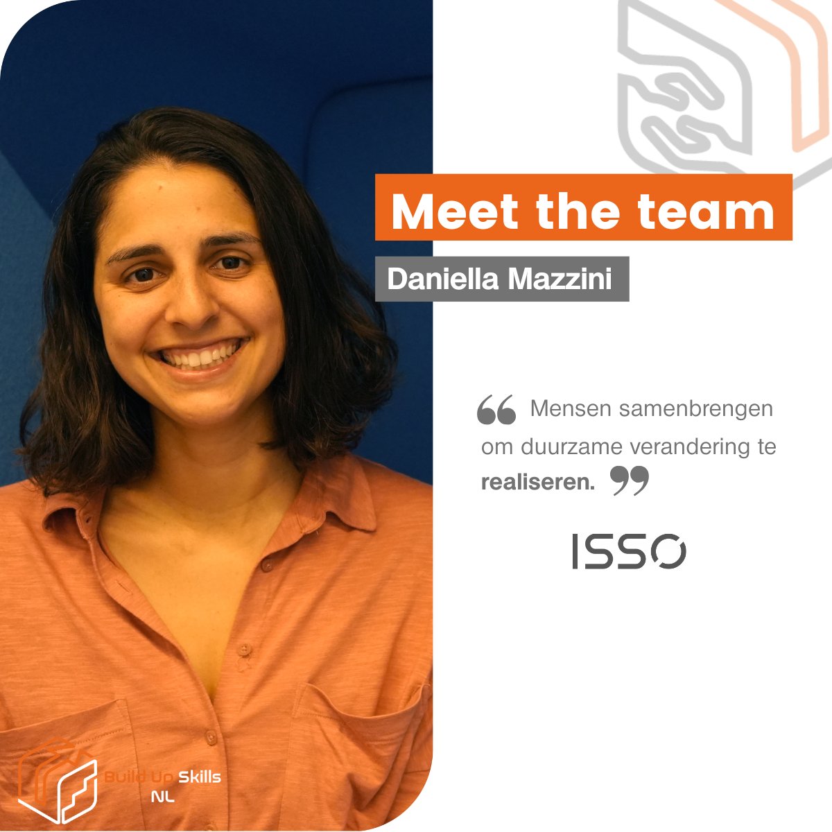 #community | Even voorstellen: Daniella Mazzini Molfino- <a href="/issonieuws/">ISSO. beter weten, beter bouwen</a>  👋🏻
Lees meer: linkedin.com/feed/update/ur…
➡️  Welke vaardigheden zijn nodig voor deze transitie?  
Laat je stem horen en sluit je aan lnkd.in/eekf75J7 bij het netwerk van BUS-NL! 👷🏽‍♀️