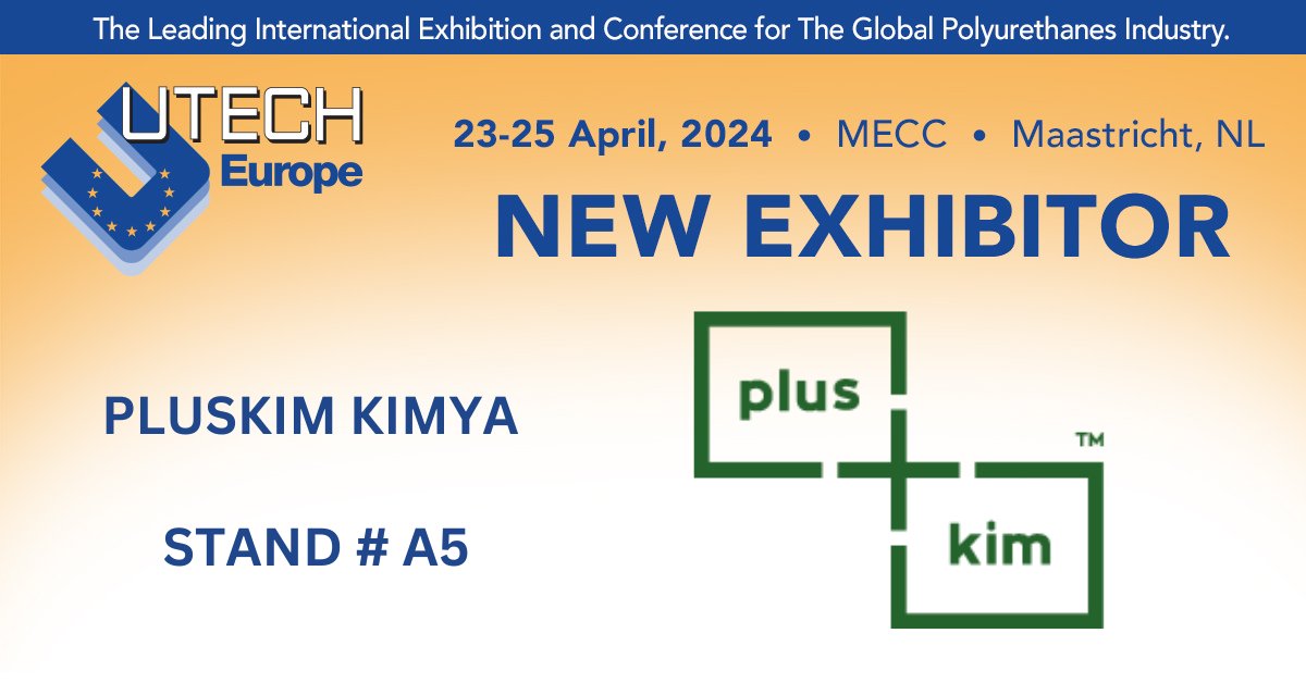 We are delighted to welcome Pluskim to UTECH Europe 2024 at MECC, Maastricht, 23-25 April 2024. Pluskim is a Polyurethane System House. ow.ly/PYKv50Pazqo #UTECHEurope