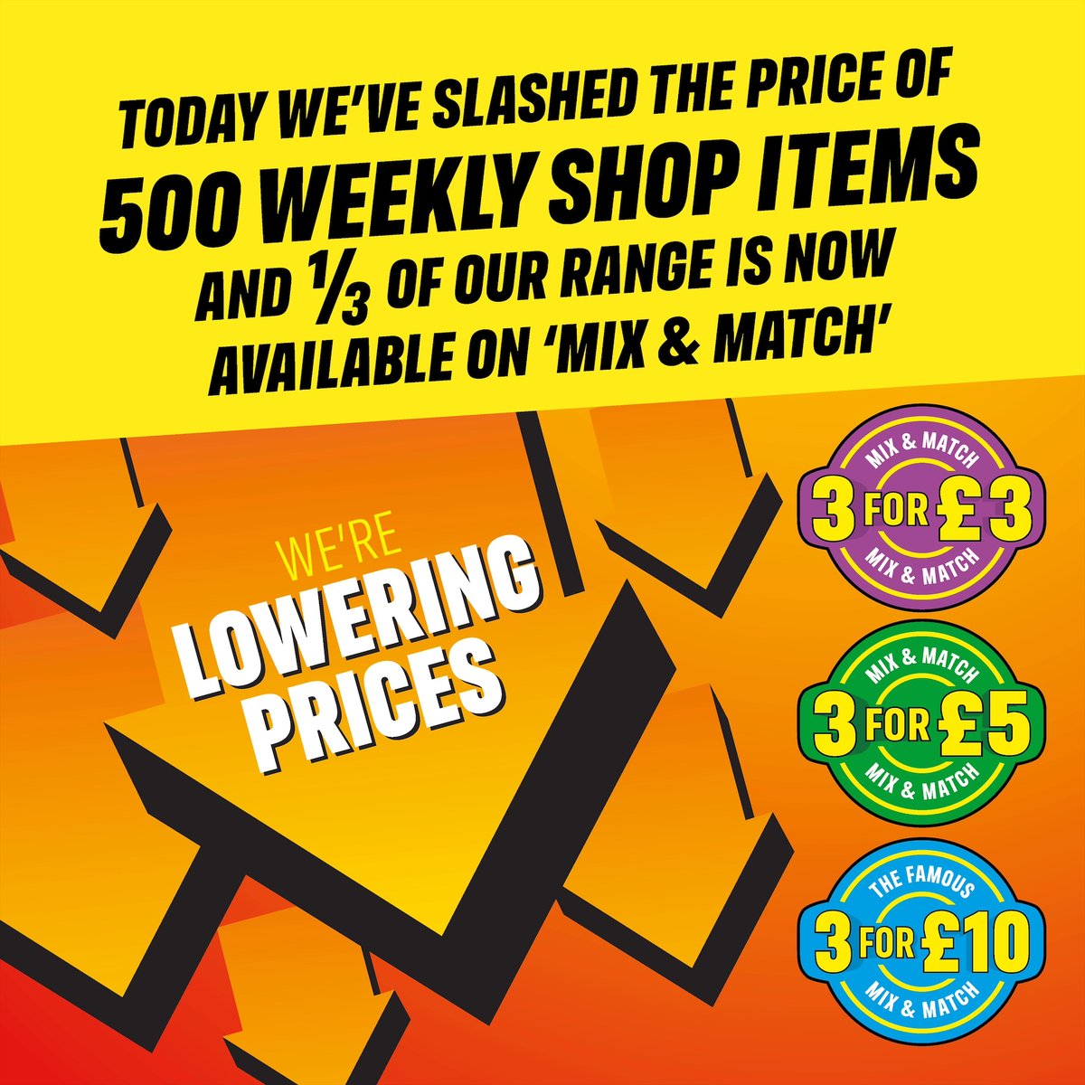 IcelandFoods's tweet image. We have slashed the price of 500 weekly shop essentials, to help keep our prices low for you AND 1/3 of range is now available across our mix &amp;amp; match offers!
Shop in-store or online, iceland.co.uk
#PriceSlash