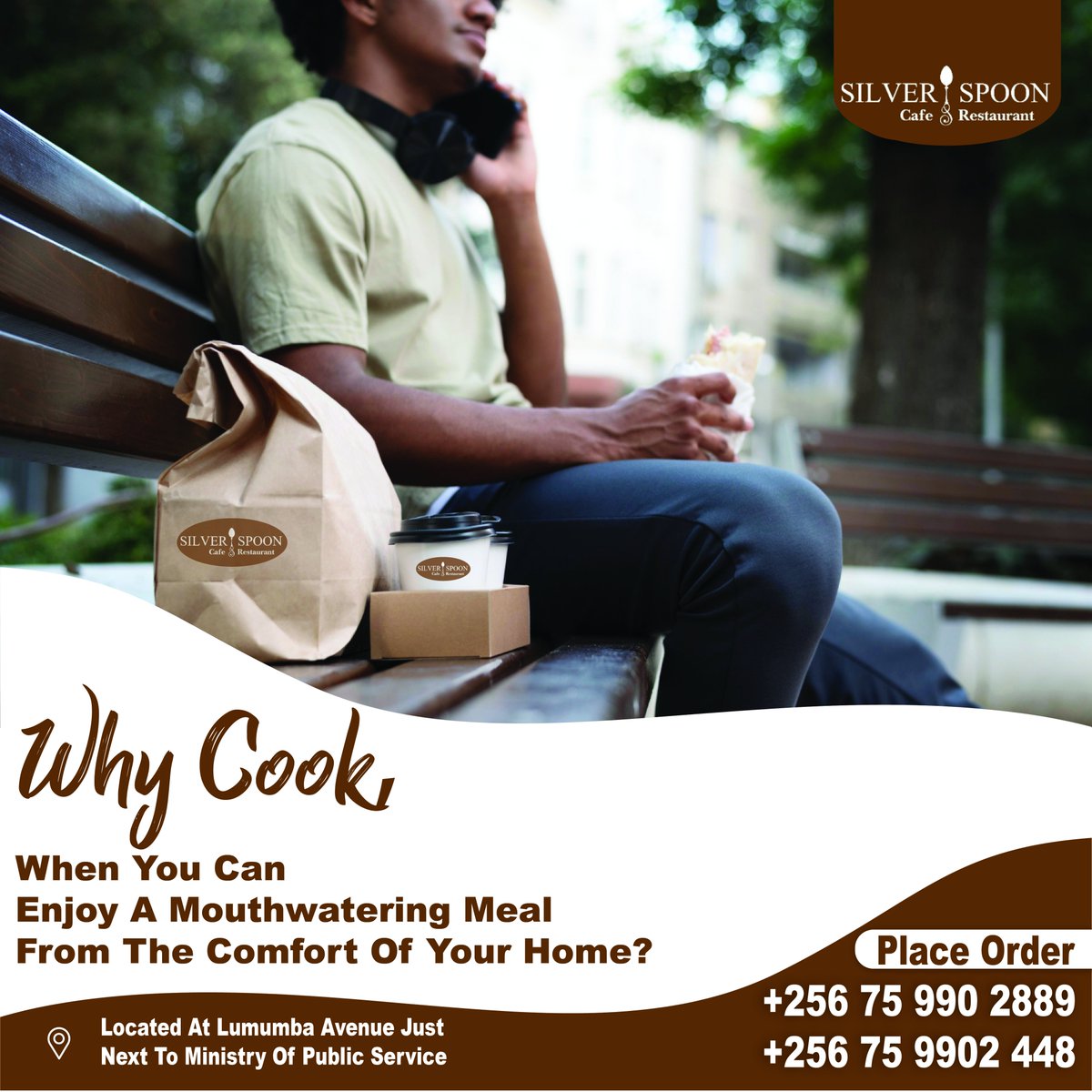 silverspoon_ug's tweet photo. Wait, Why cook when you can enjoy a mouth-watering meal from Silver Spoon Cafe &amp; Restaurant at the comfort of your home or office.
0759 902 889/ 0759 902 448
We are located at Lumumba Avenue just next to the Ministry of Public Service
📷📷📷
#UnforgettableParty
#fooddelivery https://t.co/z80jbMiJFM
