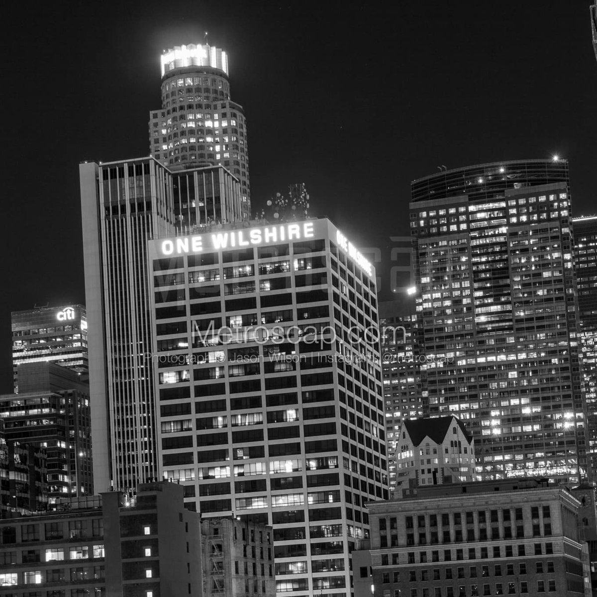 Los Angeles photos Black & White: The One Wilshire Building at Night #losangeles #la #dtla #hollywood #downtownla #beverlyhills #santamonica #213 #lax #BlackWhite | metroscap.com/vintage-los-an…