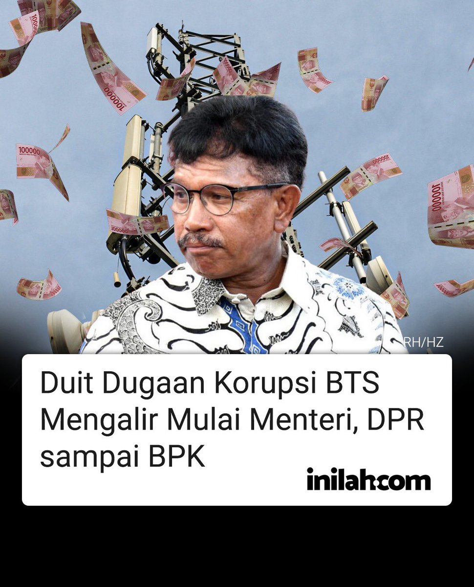 inilahdotcom's tweet photo. Aliran duit dugaan korupsi BTS-4G, senilai Rp119 miliar mengalir ke mana-mana. Mulai dari oknum DPR, sejumlah nama (Windu, Adam, Dito) dan oknum BPK.

Kepala Pusat Penerangan dan Hukum (Kapuspenkum) Kejaksaan Agung (Kejagung), Ketut Sumedana, menuturkan, penyidik Kejagung berpeluang memeriksa BPK untuk menelusuri aliran dana dugaan korupsi BTS. Termasuk mencari tahu siapa Sadikin yang diduga bertindak sebagai penghubung duit BTS sebesar Rp40 miliar masuk ke BPK. 

Munculnya nama Sadikin atau ‘S’ sebagai pengumpan duit BTS ke BPK, diungkap Windi Purnama, salah satu tersangka dugaan korupsi proyek BTS 4G Kominfo. Guyuran dana sebesar Rp8,3 miliar itu, diduga untuk memuluskan proyek BTS agar tak diusik.