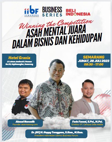 Yuk yang semarang dan sekitar merapat mumpung ada presiden  <a href="/IIBF_Pusat/">IIBF Pusat</a> bapak <a href="/HeppyTrenggono/">Heppy Trenggono</a> #semarangbusinessseries #beliindonenesia #pengusahapejuang