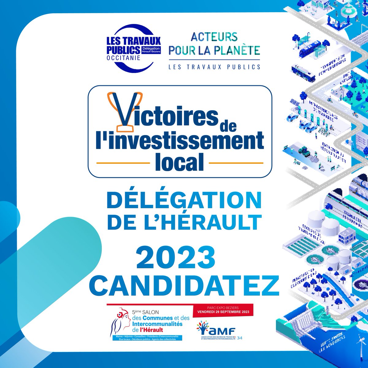 [VICTOIRES DE L’INVESTISSEMENT LOCAL 2023 #HÉRAULT] 🏆  C’est parti ! Les candidatures pour les #VIL2023 de l'Hérault sont ouvertes. Demandez et déposez votre dossier par e-mail : boriesa@fntp.fr <a href="/FRTPLR/">FRTP Occitanie délégation Méditerranée</a>
<a href="/ASSOMAIRES34/">AMF34</a> 
#Occitanie