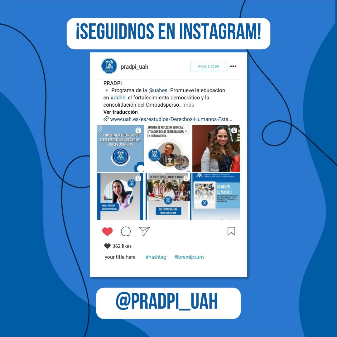 🤩 ¿Sabías que también tenemos cuenta de Instagram? 

¡Seguidnos! 👇🏻instagram.com/pradpi_uah/

👏🏻 Y entérate más sobre #PRADPI, un programa de la <a href="/UAHes/">Universidad Alcalá</a>, que promueve la educación en Derechos Humanos.