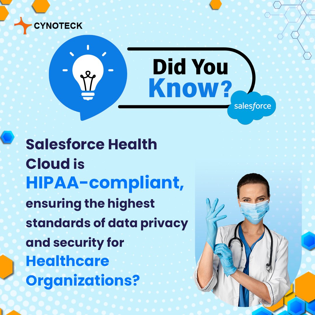 CynoteckTS's tweet photo. Discover the Power of Salesforce Health Cloud, 👀the HIPAA-Compliant Solution Ensuring Unparalleled Data Privacy and Security for Healthcare Organizations. ✅
.
.
#salesforcehealthcloud #dataprivacy #healthcare #security https://t.co/2utx2DgiBa