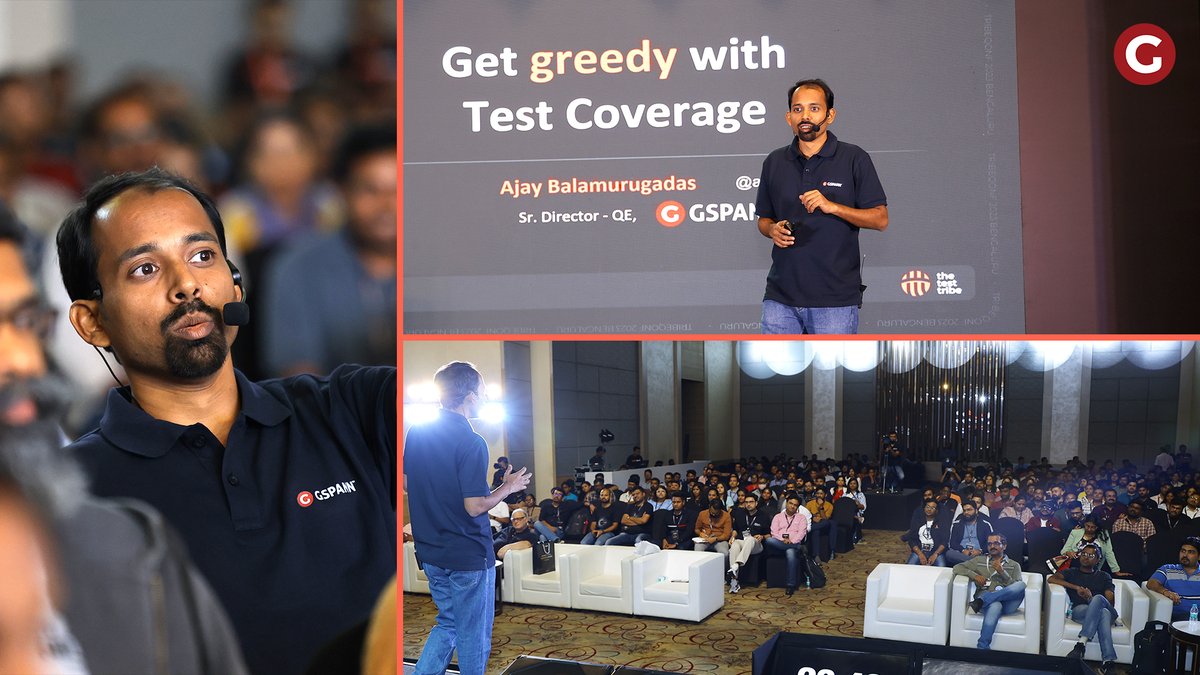 Ajay Balamurugadas, Sr. Director – #QualityEngineering, #GSPANN spoke at #TribeQonf about ‘Getting greedy with #TestCoverage,’ in front of a packed hall with over 450 attendees.
Check out the glimpses from the talk.

#GSPANNEvents #Testing #QE ##TestStrategies #TestingEvent