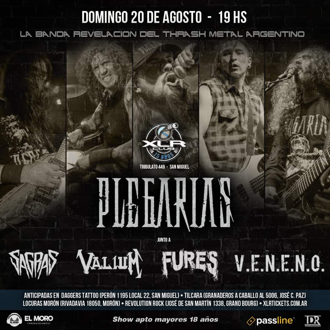 HeavyArgentino's tweet photo. La Banda revelación del #thrashmetal Argentino aterriza una vez más en #XLRCLUB así que preparate porque se va a poner bueno!!!
🗓 20/8 - 19 hs.
Plegarias Thrash Metal en #sanmiguel
Invitados especiales:
sagras
valium thrash
fures
v.e.n.e.n.o. hardrock https://t.co/VS9cGewcjt