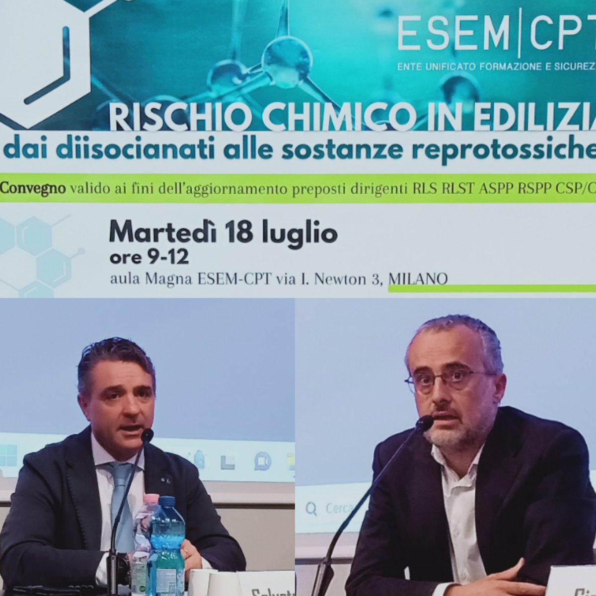 Rischio chimico, diisocianati, sostanze reprotossiche sono i temi trattati oggi al convegno presso <a href="/EsemCpt/">ESEM-CPT</a>. In apertura i saluti del Presidente <a href="/LucaCazzaniga6/">Luca Cazzaniga</a> e Vicepresidente <a href="/SalvatoreCutaia/">Salvatore Cutaia</a> 
#Salute #sicurezza #edilizia #cantiere