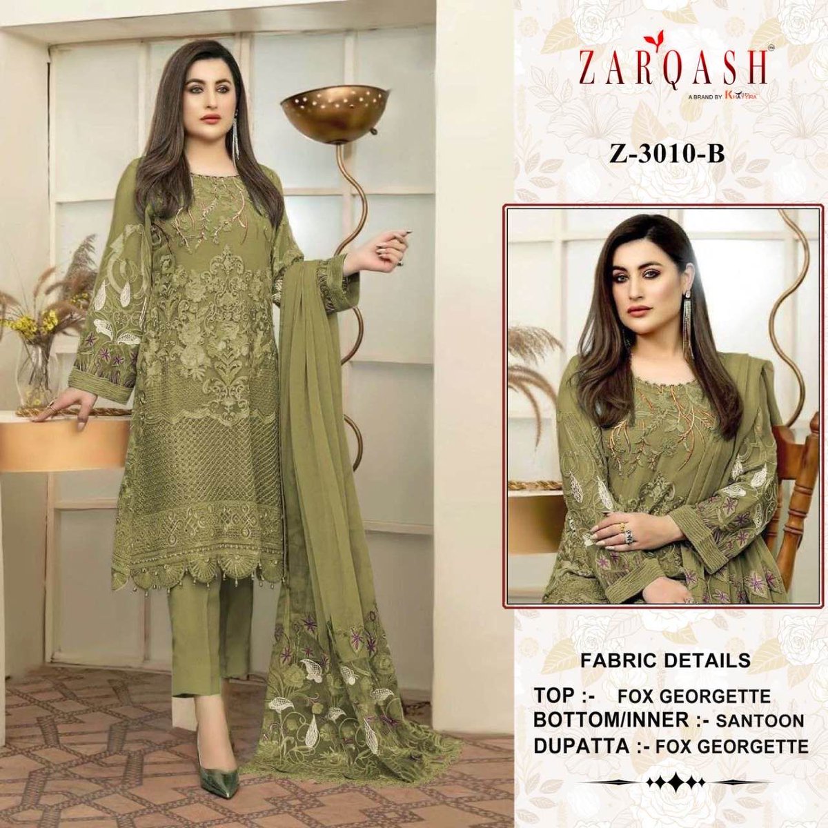 Zarqash Suits present D.No.3010 suits. Series: Zarqash Suits A Trendy Fashion at Affordable Price Maan Fashion – Exporter, Wholesaler and Supplier of exclusive range of Designer Salwar Suit, FancyAnarkali Suit, Designer Suits, Salwar Kameez,  Casual