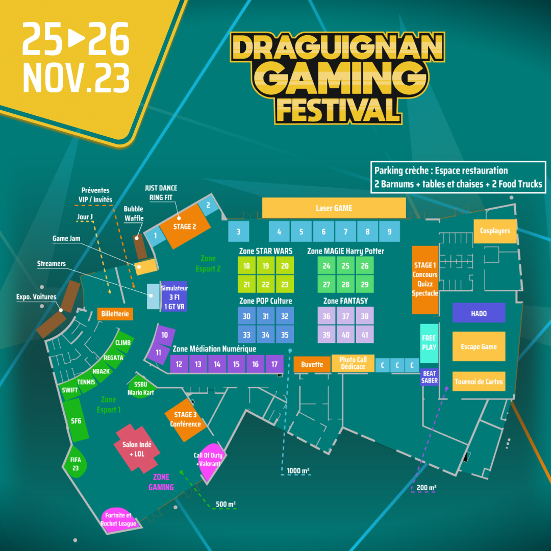 📢 1700m² dédiés  aux jeux vidéo les 25 et 26 nov 2023 ! 9 espaces à thème vous attendent :

🎪 Exposants : Star Wars, Magie, Pop culture et
Fantasy

🎮Animations et tournois : Gaming, 2 espaces e-sport, Médiation numérique jeu Vidéo et VR

👉urlz.fr/mJSi